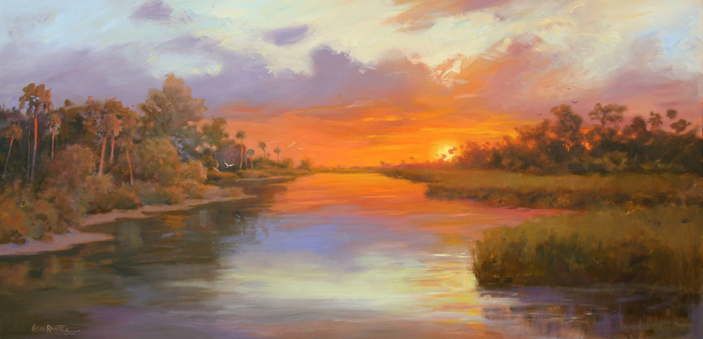 suwannee sunset 24 x 48 oil on canvas S O L D