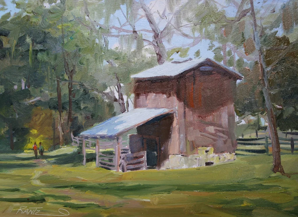 old florida tobacco barn 9 x 12 oil on masonite