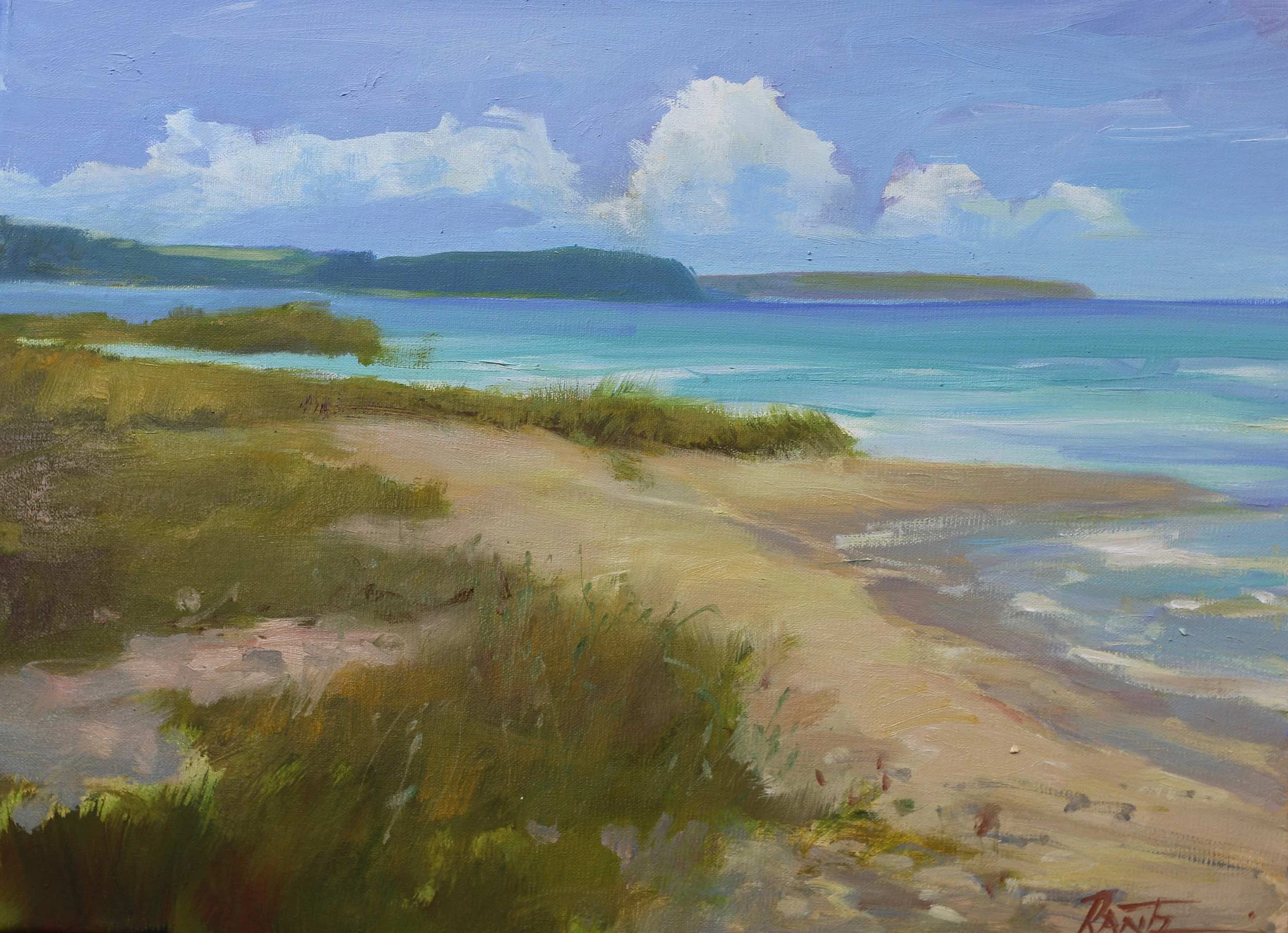 Gills Pier Beach 12 x 16 Oil - Available At Bier Gallery, Charlevoix