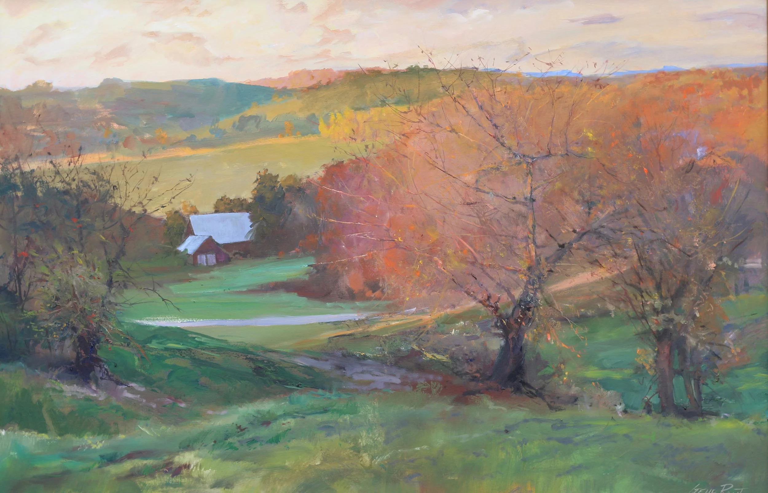 Old Apple Trees, Autumn Hillside 24 x 36 Oil - Available