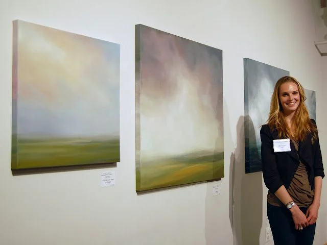 Circa 2012 -- at a gallery show (that I curated and hung!), still a few of my favorite paintings. These were my first landscapes that really felt like me.