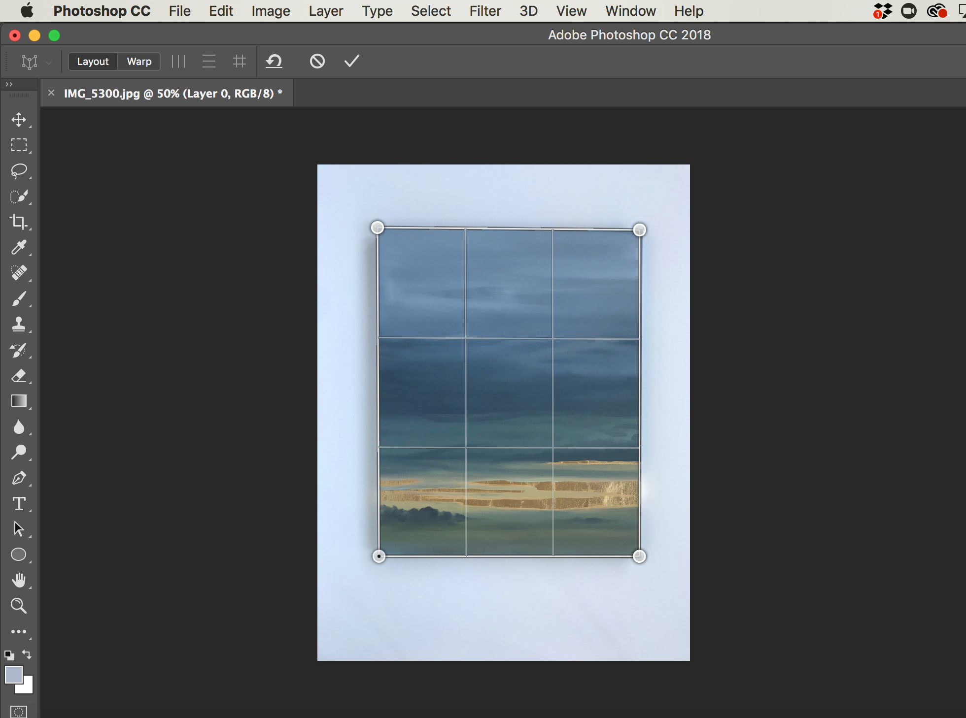 Click on the top left corner of your artwork, then drag each corner of grid to meet the corner of your artwork. Press ENTER to lock-in grid.