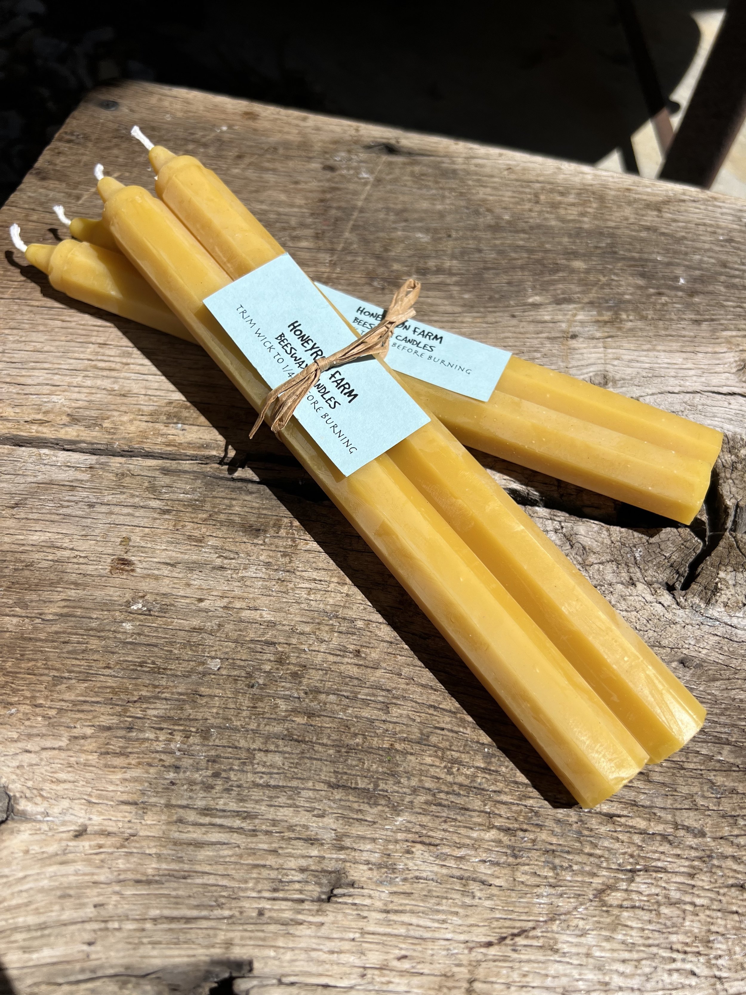 Beeswax candle set -Tapered Octagon candles