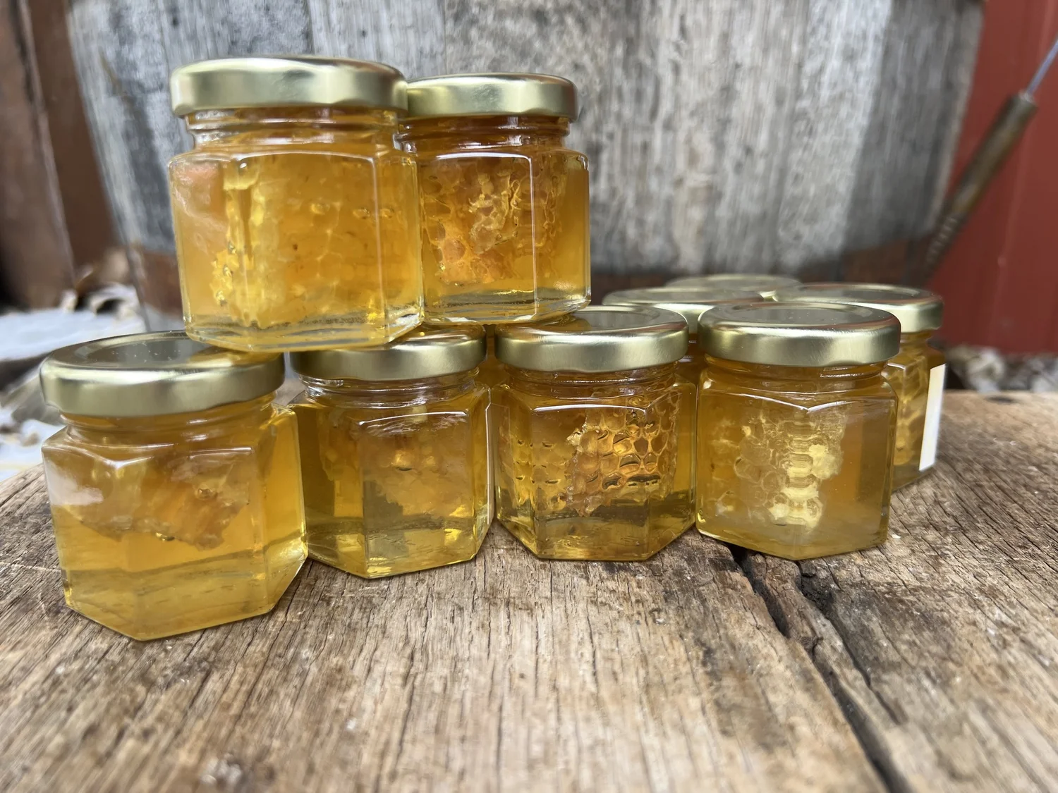 Chunk Honey in 2 oz glass jars - 8 jars of honeycomb perfect for
