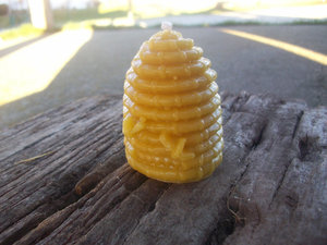 Set of 15 Beeswax Candles- Hive shaped with bee, votive size — Honeyrun Farm