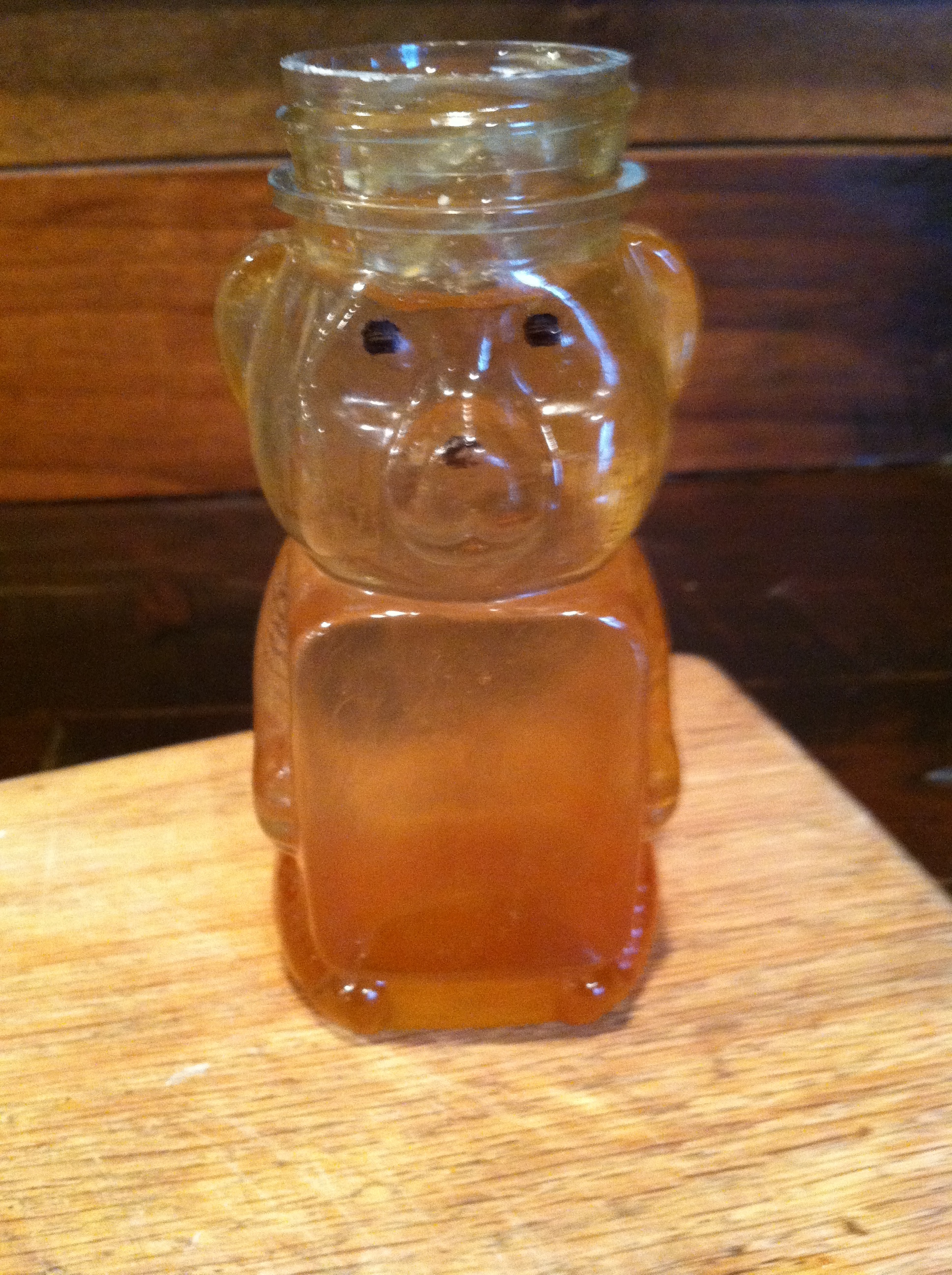 I had about a TB of orange blossom honey that had been gifted to us by another beekeeper. I filled the jar with warm water, and shook the jar until the granulated honey was dissolved.