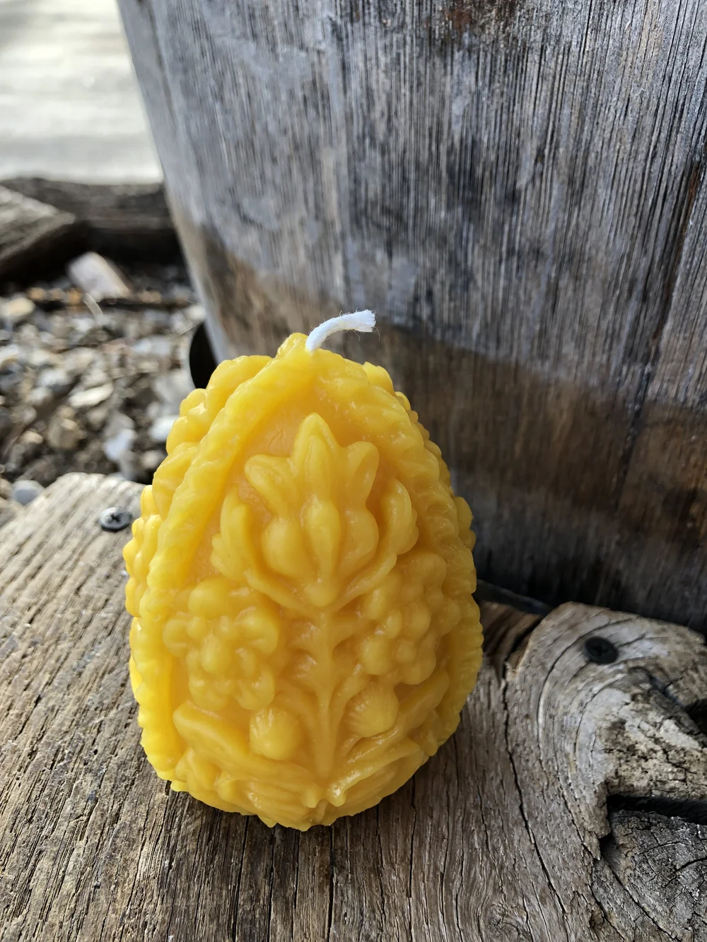 Carved Egg Candle, 3.75