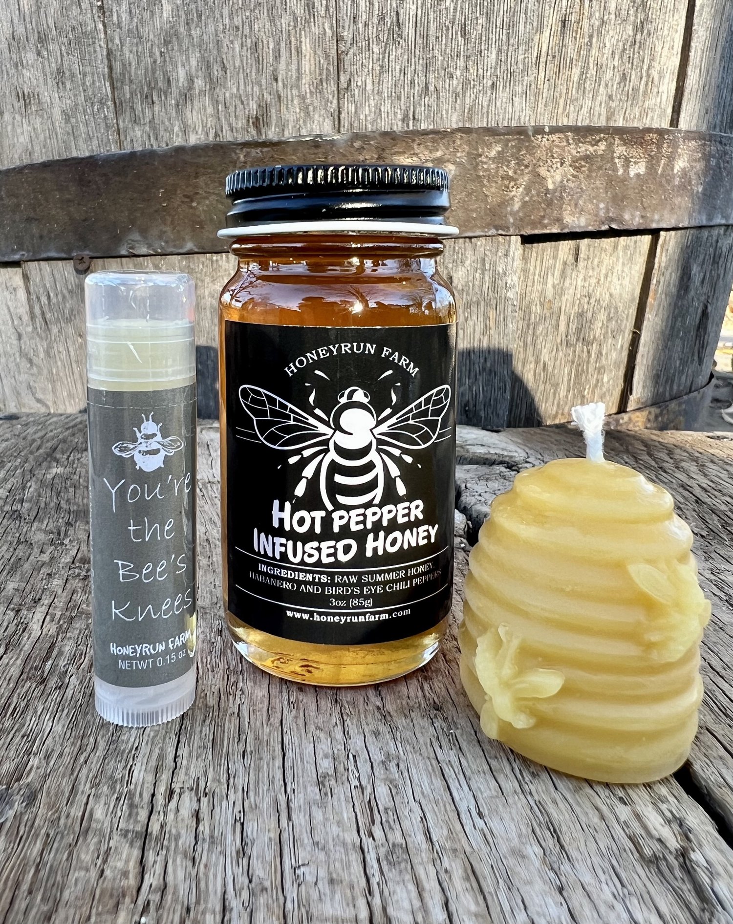Small Hot honey gift box with vanilla lip balm and hive shaped