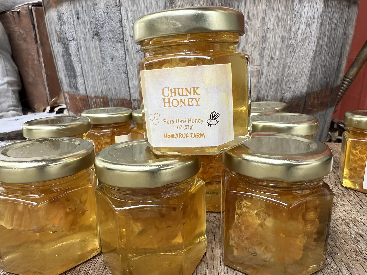 Chunk Honey in 2 oz glass jars - 8 jars of honeycomb perfect for
