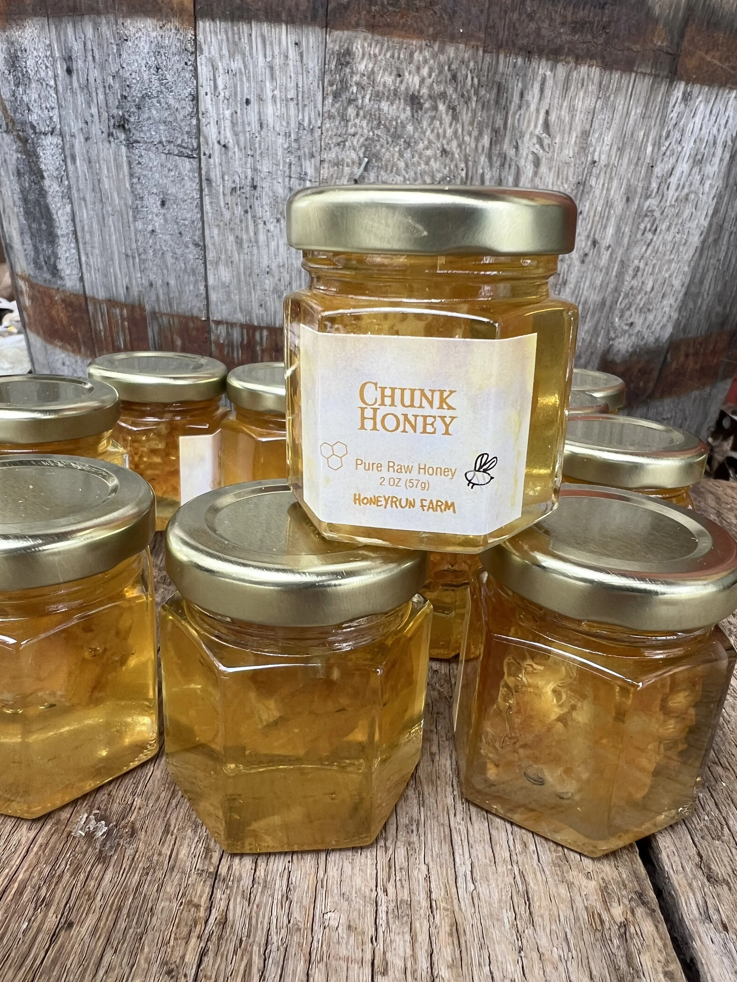 Chunk Honey in 2 oz glass jars - 8 jars of honeycomb perfect for favors or gifts