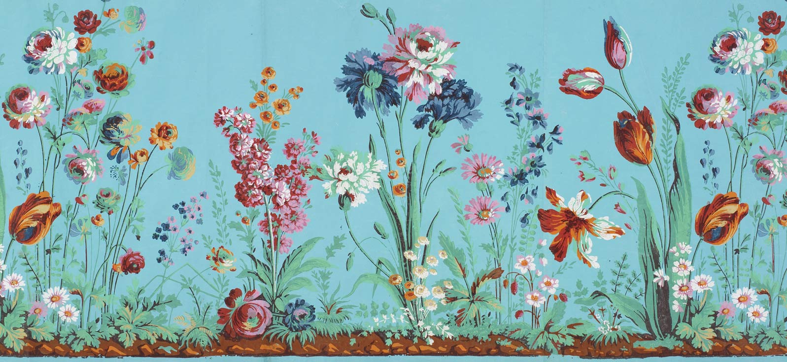 Floral Patterned Wallpaper, late 18th century, JB Reveillon Hand Block Printing