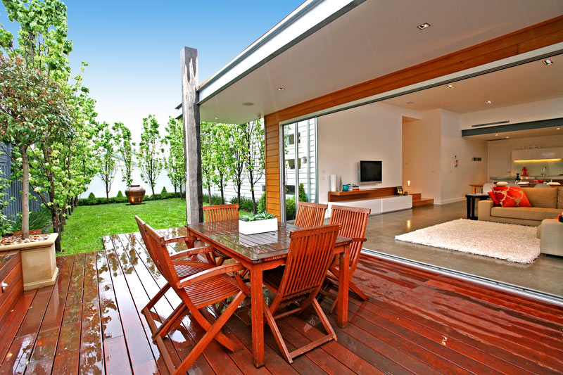 contemporary deck and landscape