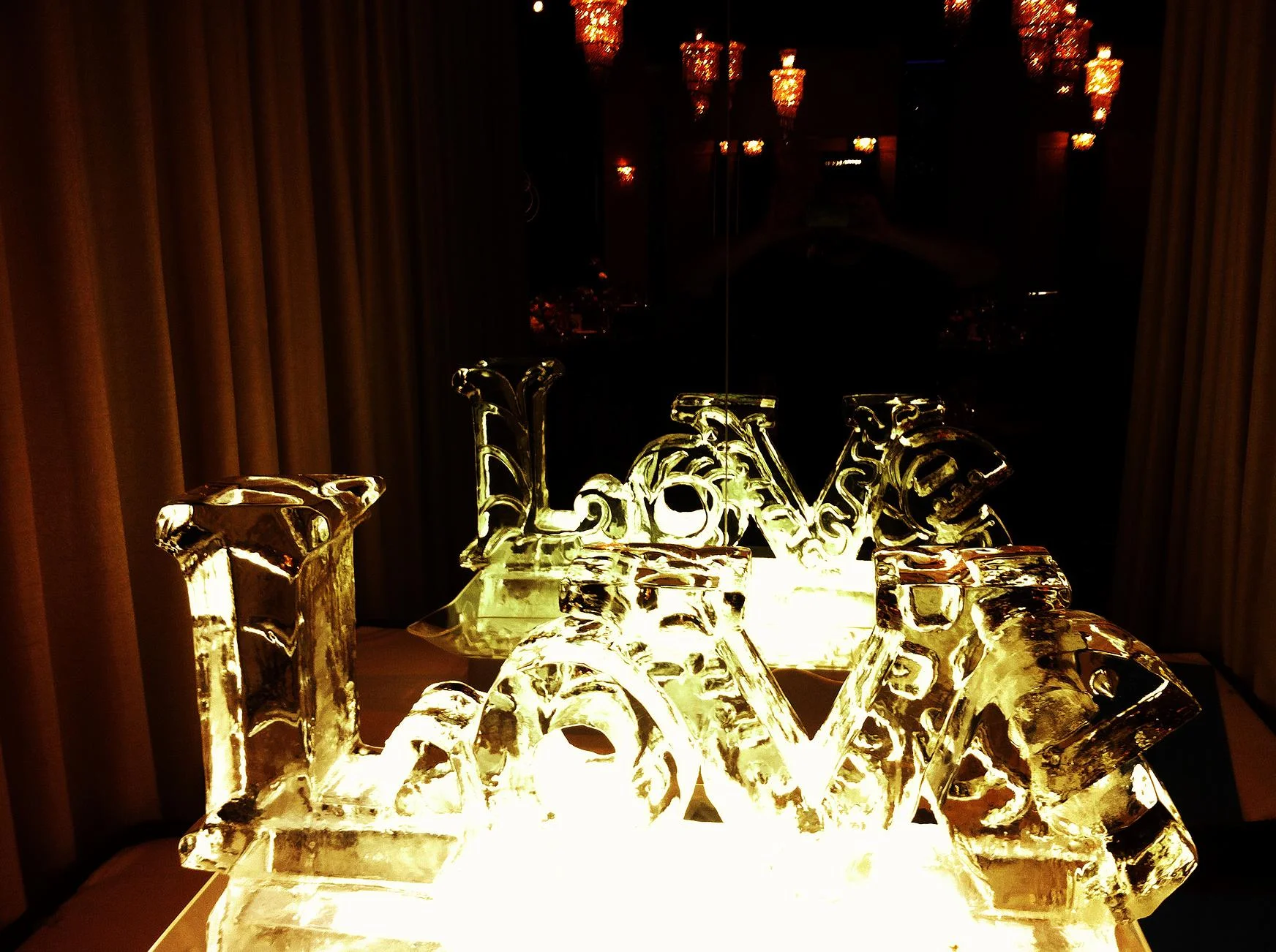 13) “LOVE” Wedding Ice Sculpture