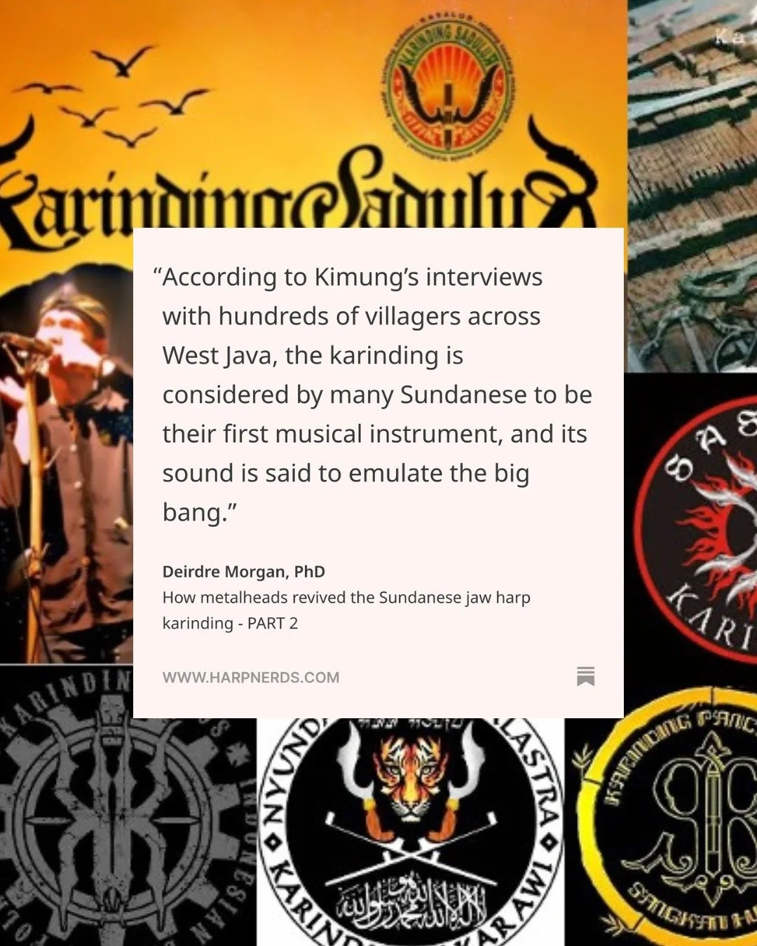 The second part of my karinding article is out now! Today&rsquo;s instalment goes into greater detail about the formation of Karinding Attack, the influential band that kicked off the &ldquo;heavy bamboo&rdquo; movement in Bandung, as well as the phi