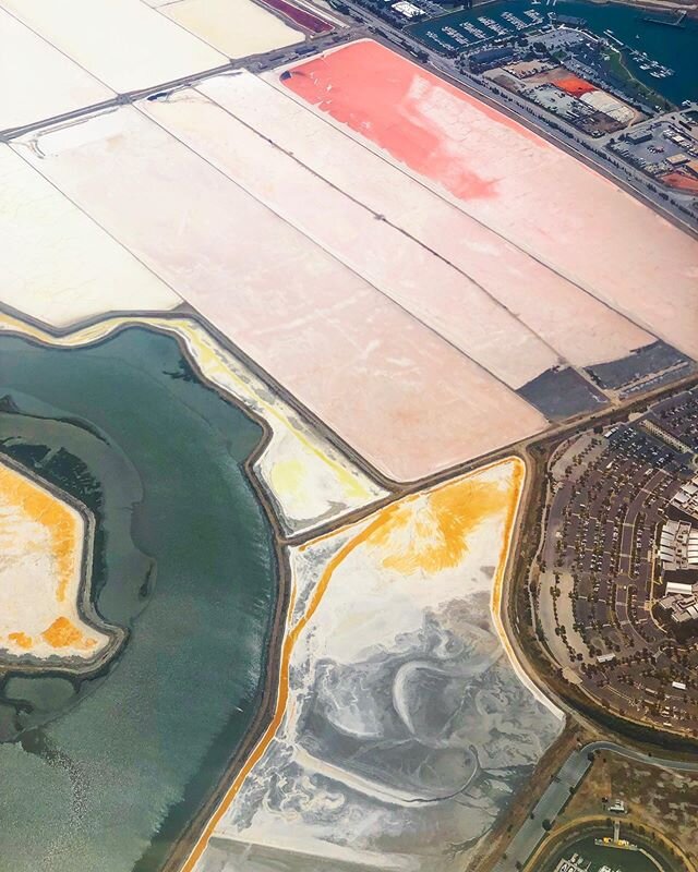 Salt ponds above SF Bay, right next to the airport.Have you seen these on your flight into the SFO?