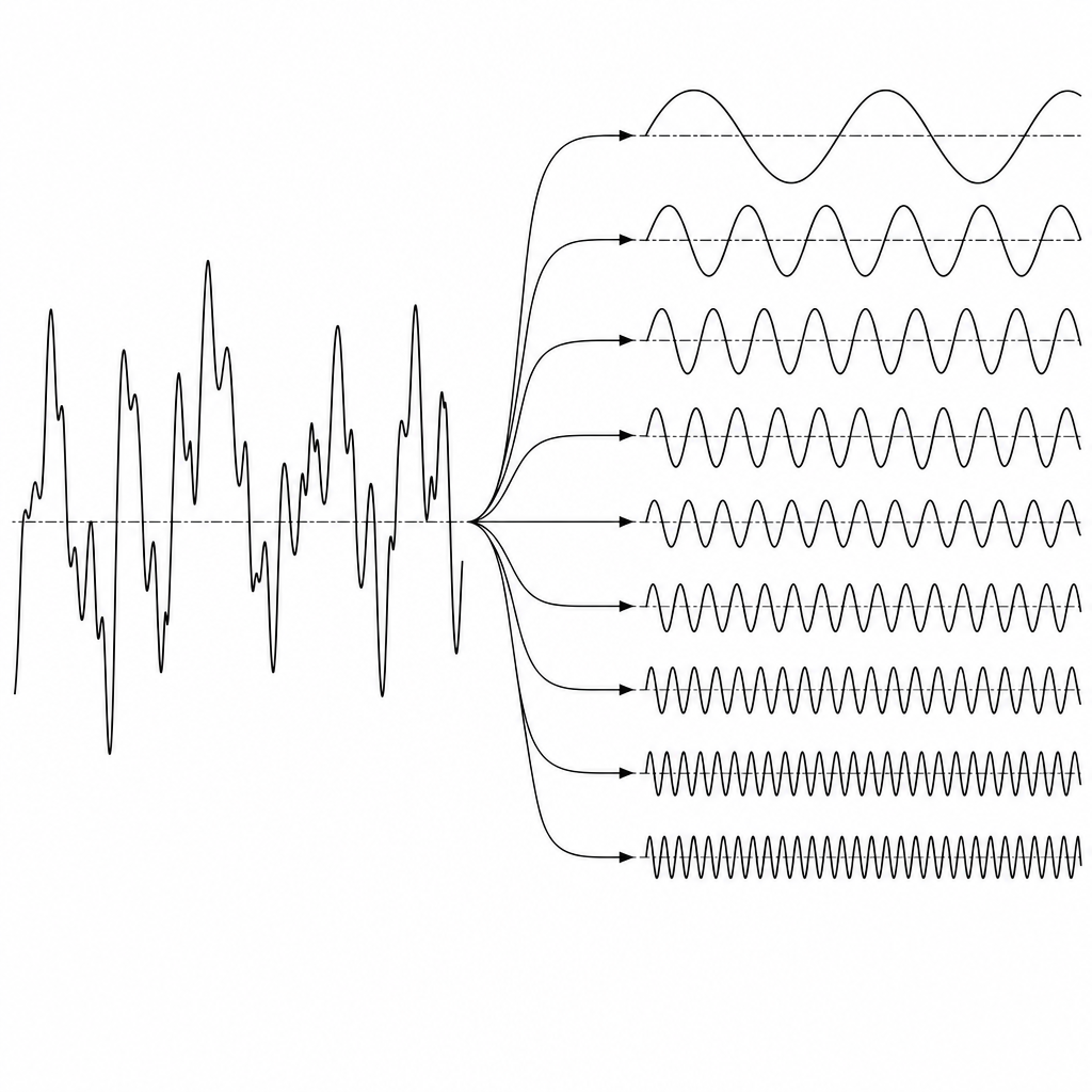 EPISODE 09 — FOURIER TRANSFORM
Waveform decomposition into constituent frequency components.
Large-format display · Editorial campaign extension