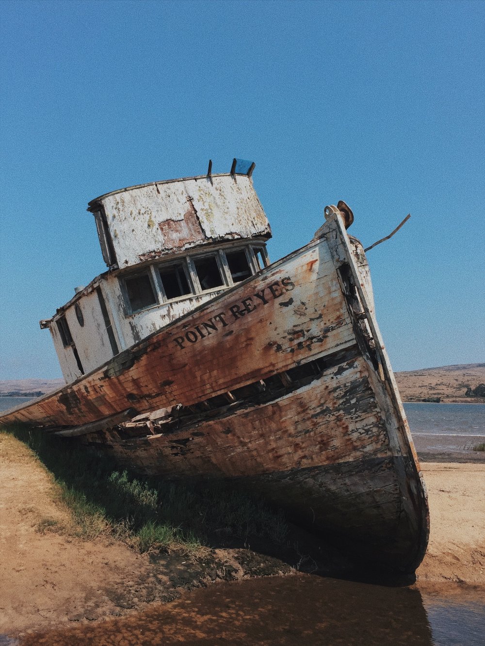 Rotten old ship at bay in Point Reyes