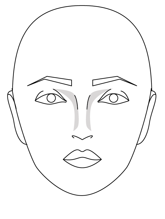 3: Lightly shade at nose bridge as above