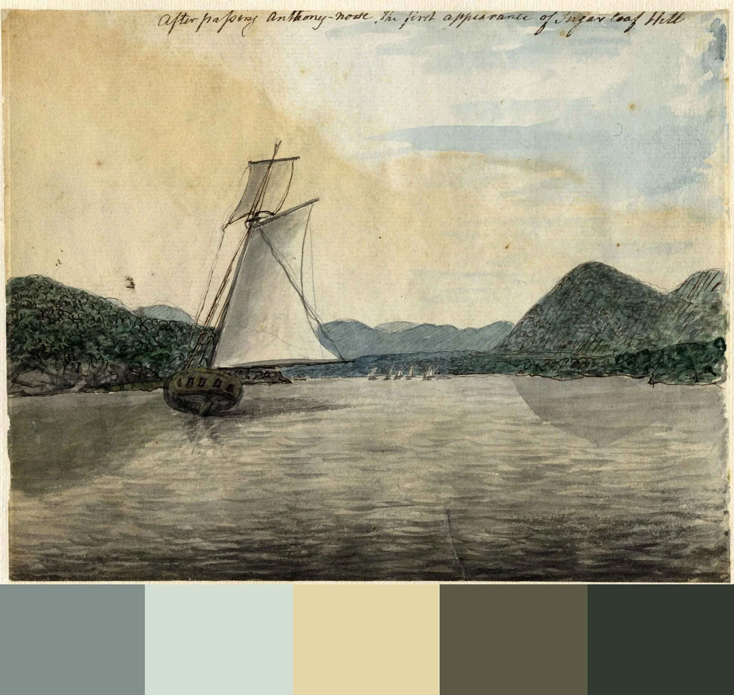 "After passing Anthony-nose. The first appearance of Sugar loaf Hill"