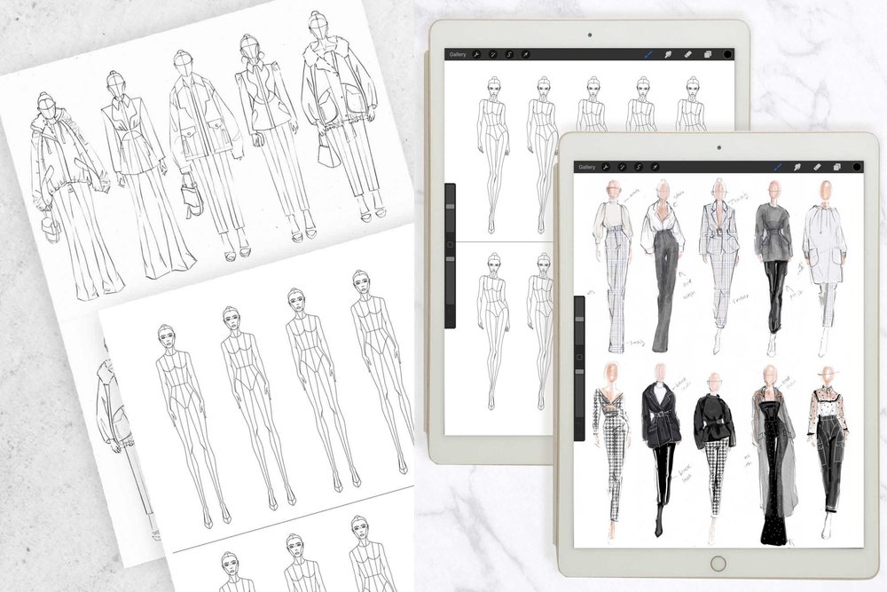 CROQUIS KIT: a collection of fashion figure templates for design and  illustration, 9 heads female — amiko simonetti