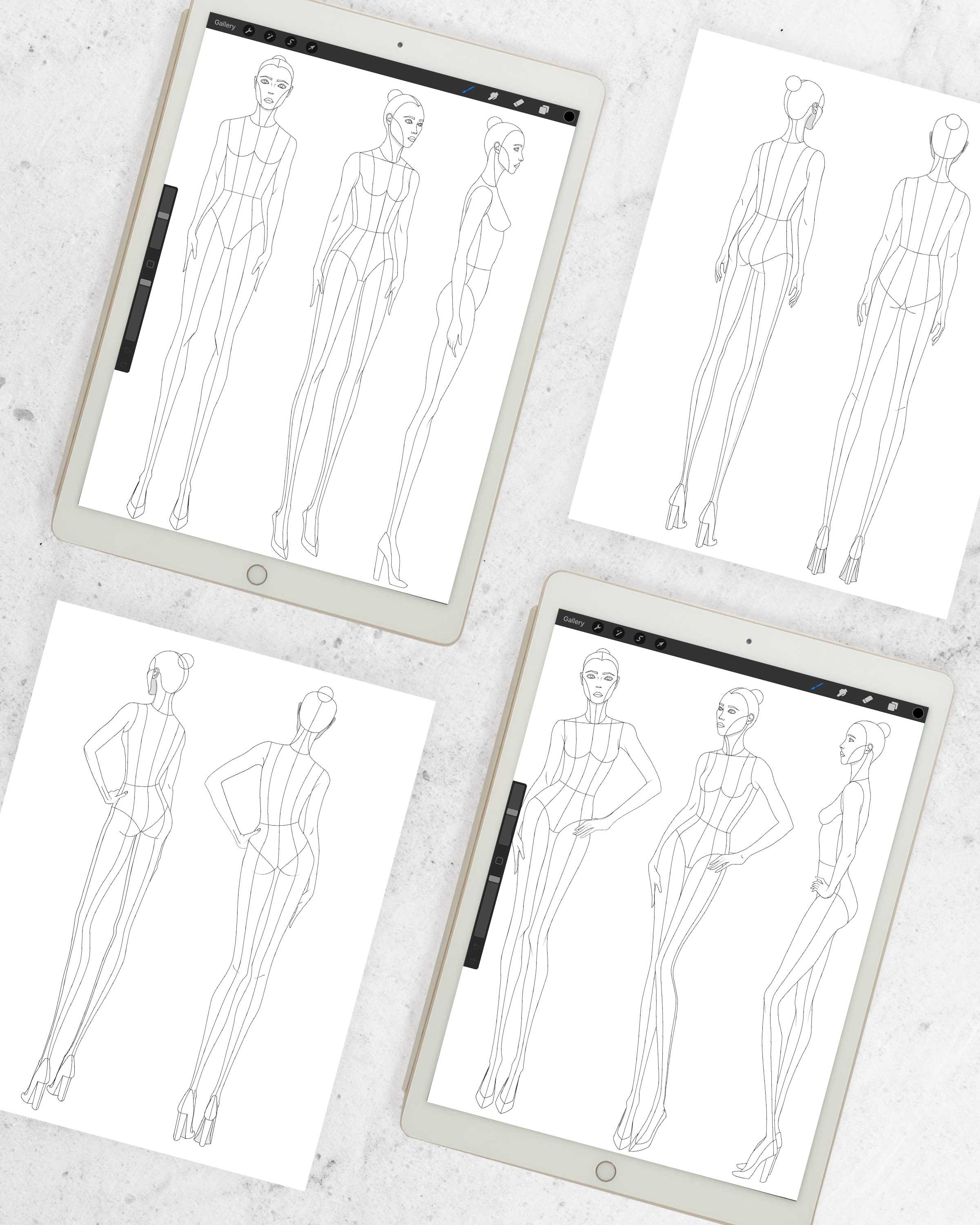 Big Plus Size Fashion Sketchbook: Curvy Figure Templates (440 Croquis with  10 Different Female Poses for Sketching Plus Size Women's Fashion Design  ... Drawing Fashion Illustrations, black cover) : Amazon.in: Books