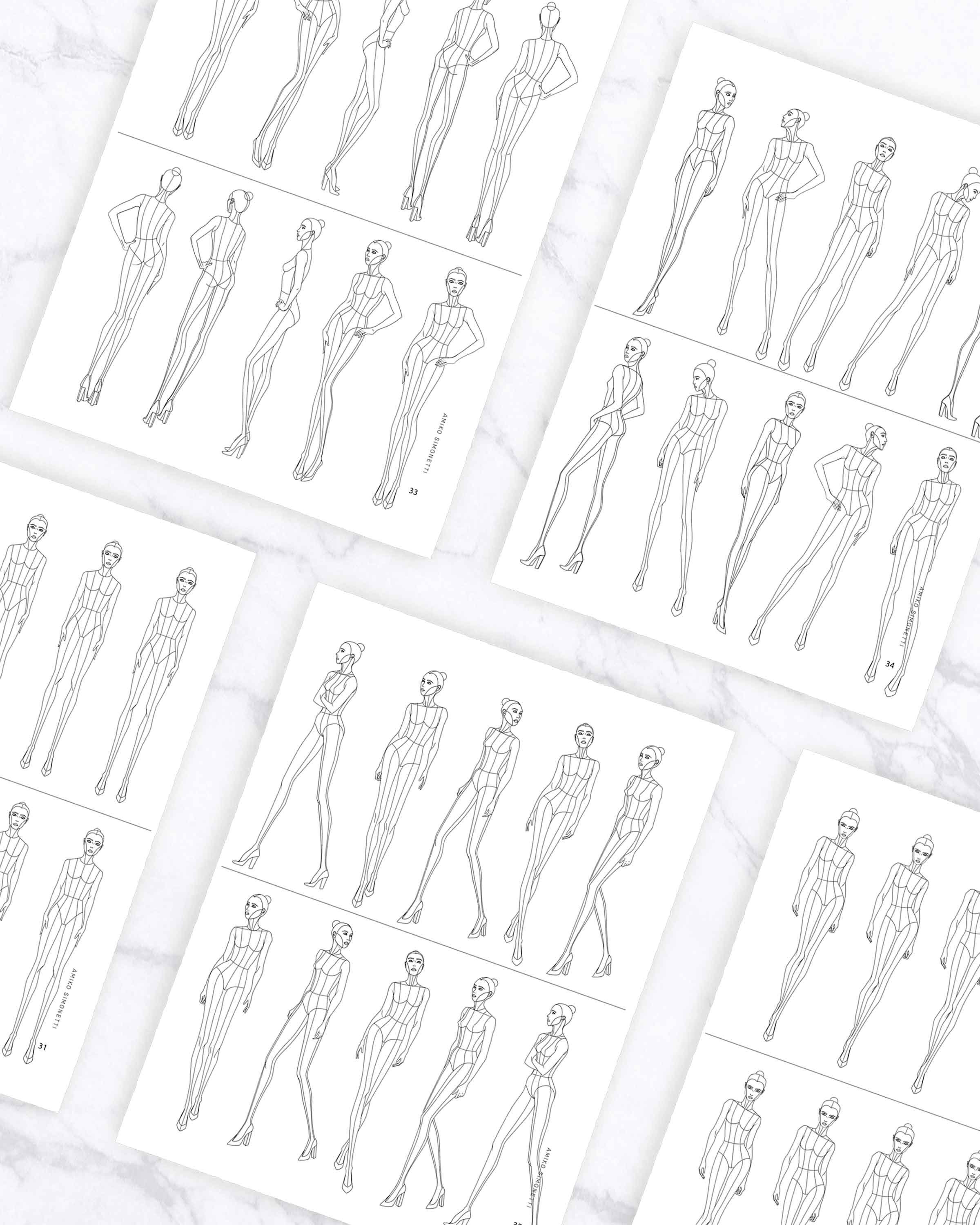 Fashion figure templates in smaller scale for thumbnail fashion sketching