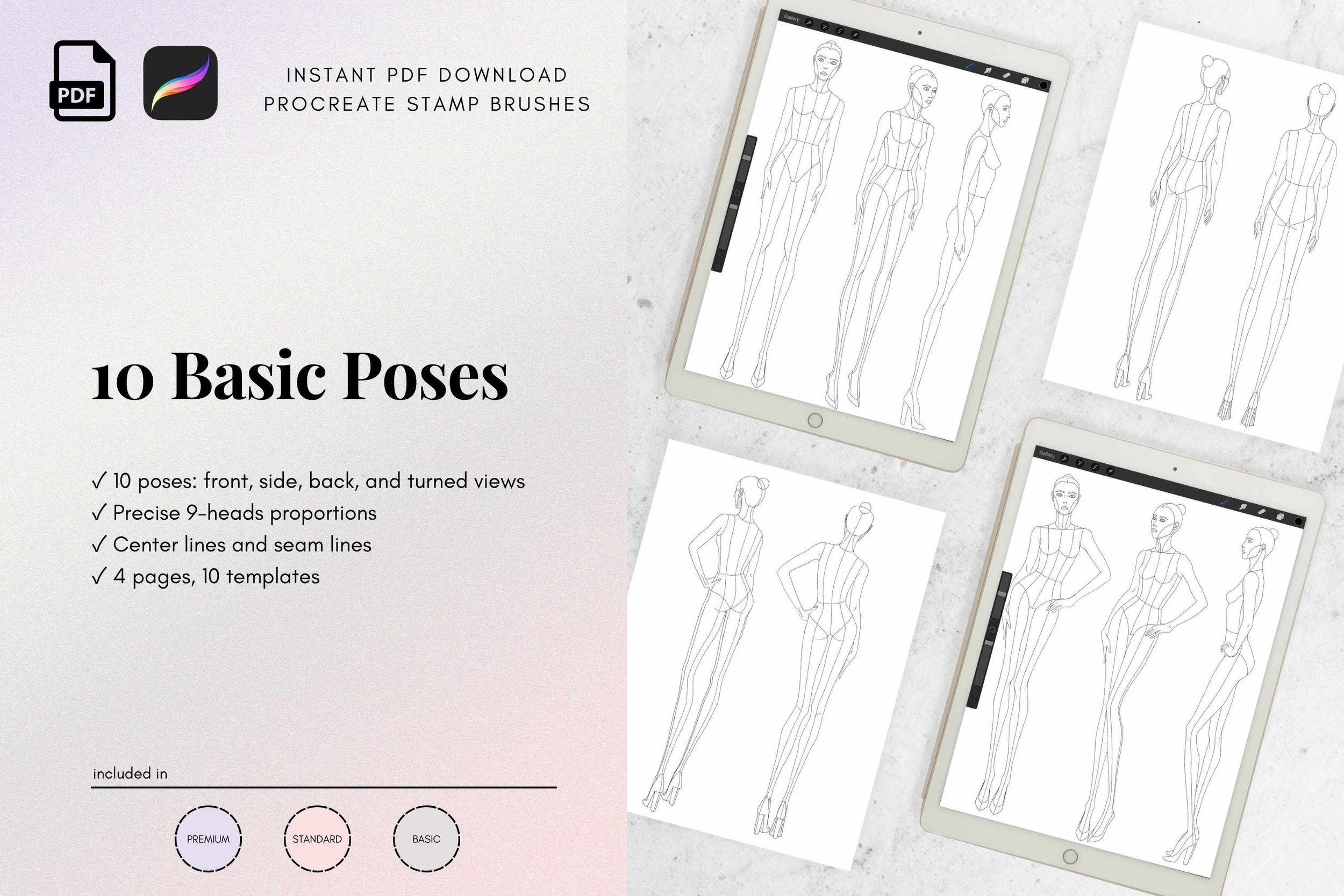 10 Basic Fashion Figure Templates (Copy)