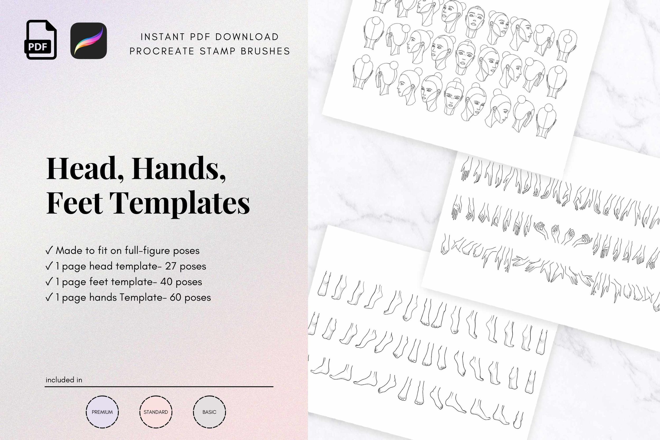 Head, Hands, Feet Templates for Fashion Figures  (Copy)