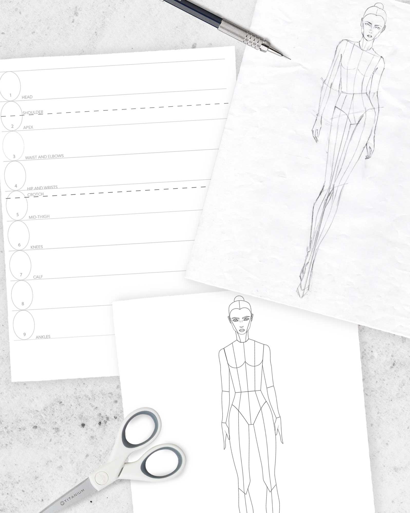 CROQUIS KIT: a collection of fashion figure templates for design and  illustration, 9 heads female — amiko simonetti