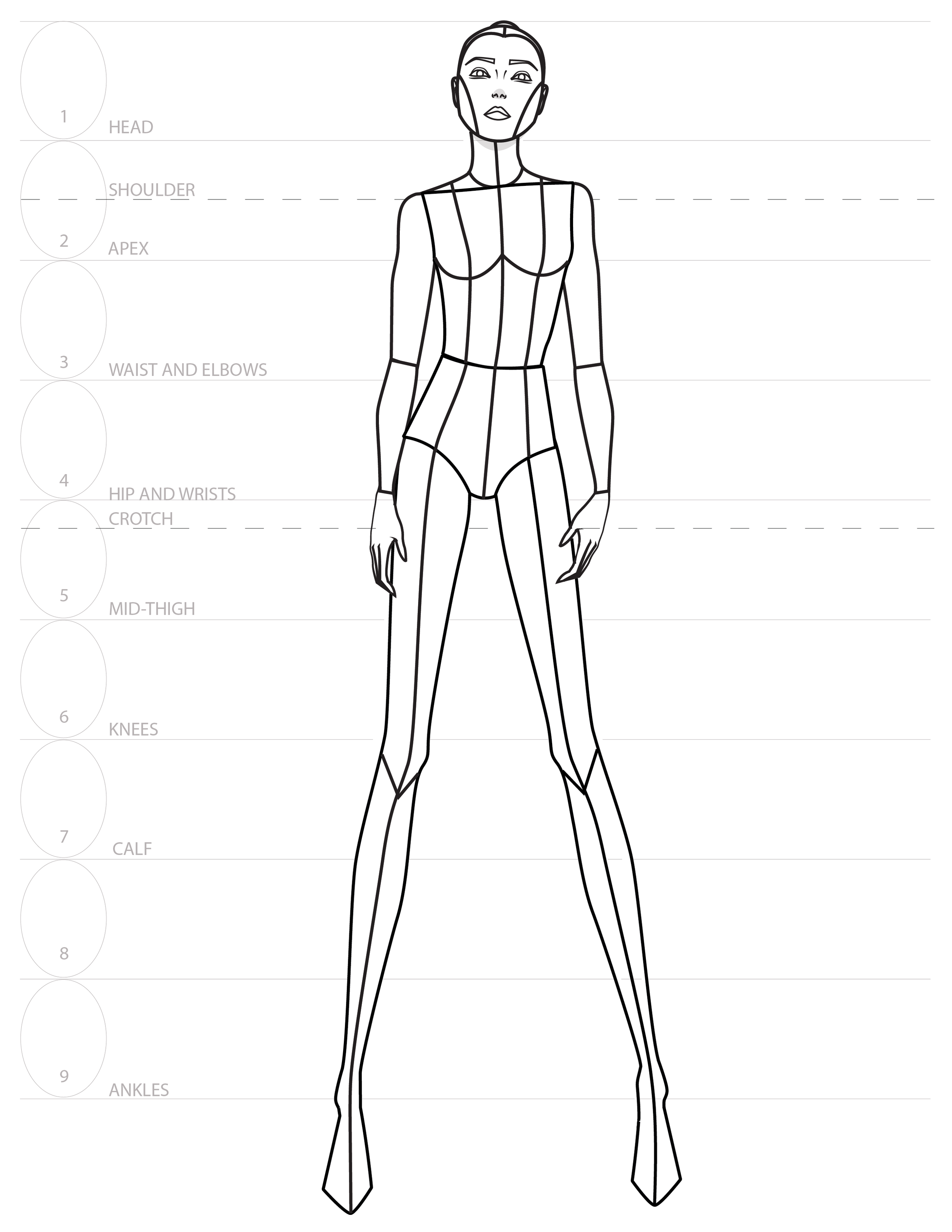 Female Body Template Drawing _ Female Body Drawing Basics – SUJL