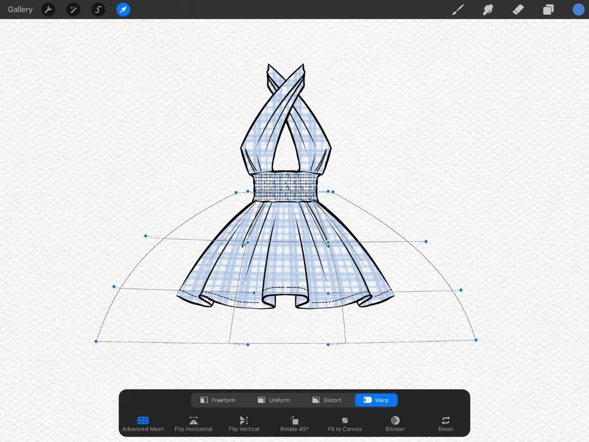 Warping prints in Procreate for fashion design