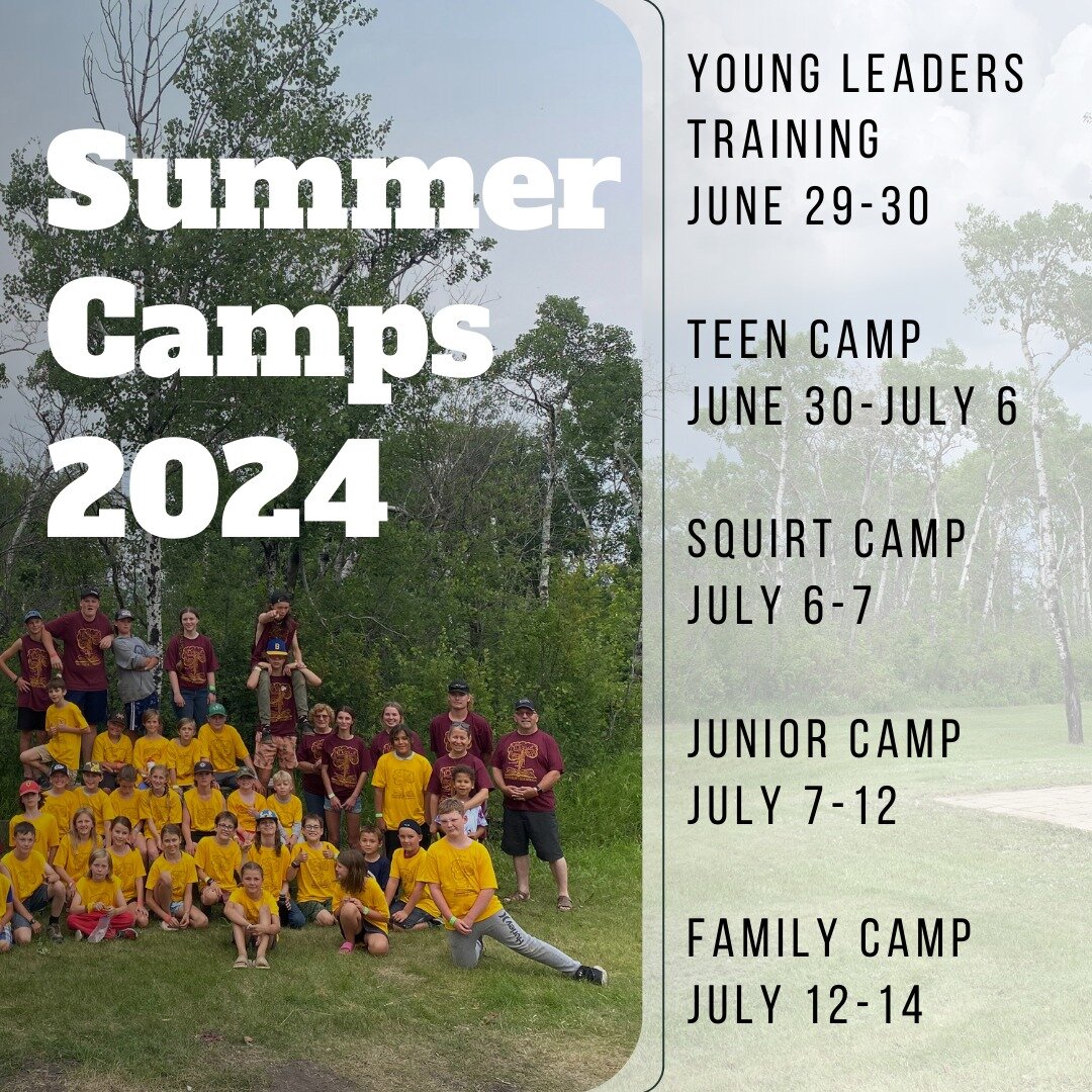 Save the dates for next year's camps! 

Camp Work Days will be June 1 and 8

Young Leaders Training is new for this year - more details to come!

 #covenantheightsbiblecamp