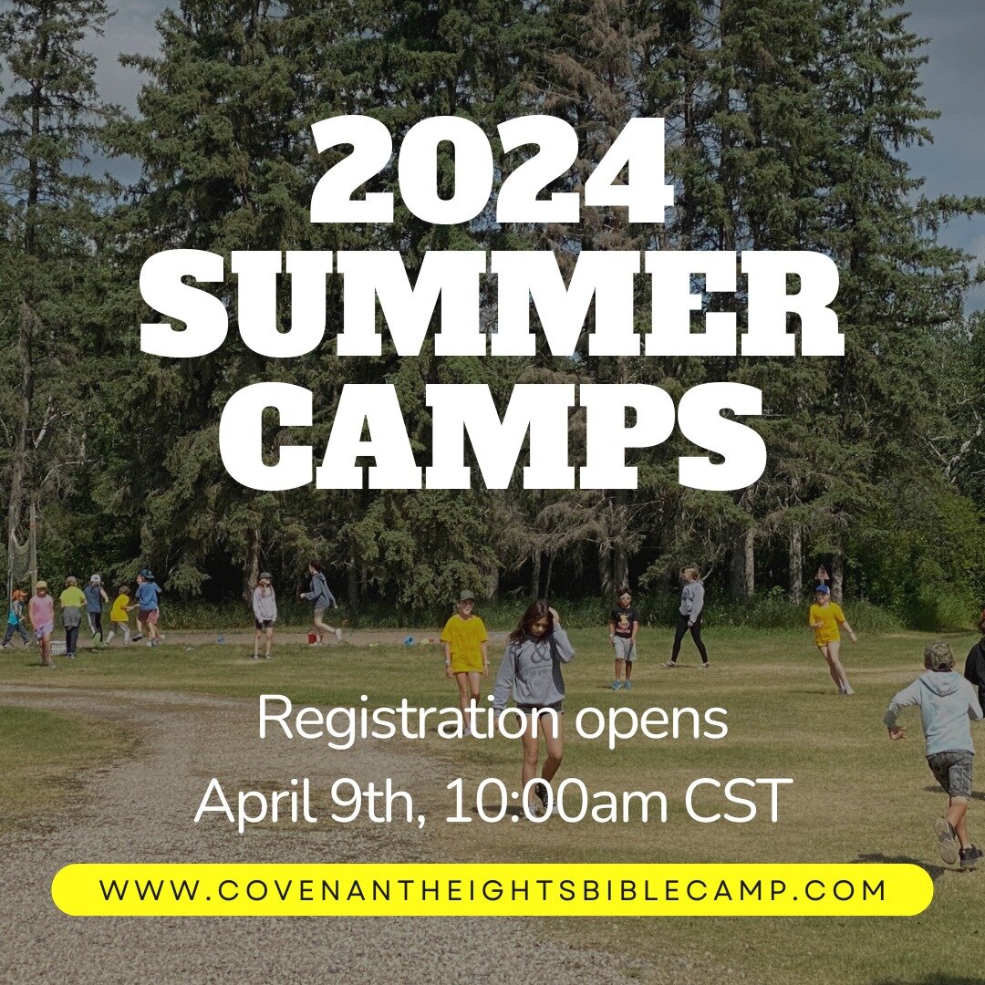Coming soon&hellip;

Spring is around the corner and we are almost ready for camp registration to begin! Registration opens April 9th, 10am CST. More info online. Link in bio!

#covenantheightsbiblecamp #ridingmountainnationalpark #manitobacamps #cle