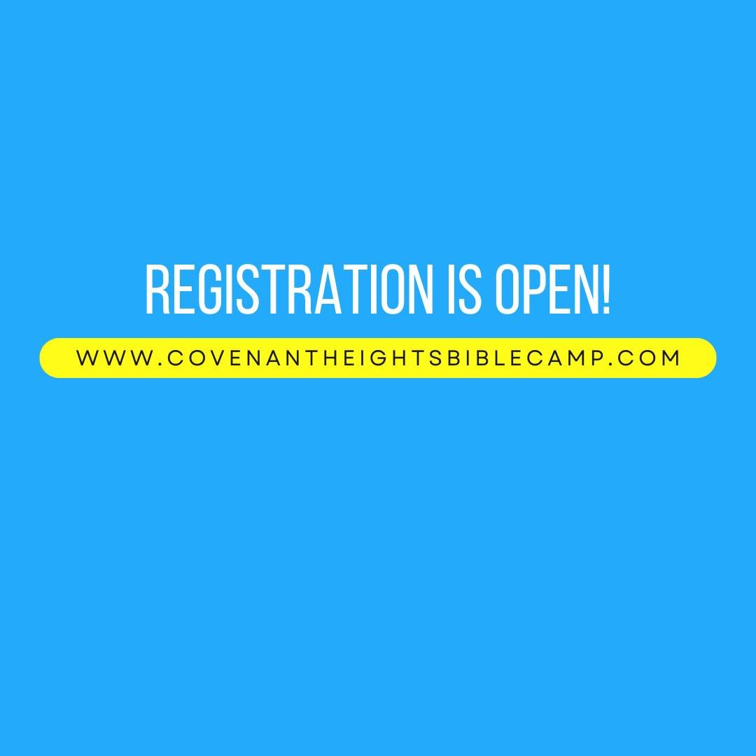 It's time!

Link in bio or go to www.covenantheightsbiblecamp.com/registration

 #covenantheightsbiblecamp  #clearlakemanitoba #ridingmountainnationalpark #summercamp #manitobacamps