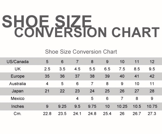 Shoe Size Chart — RebelWithCause