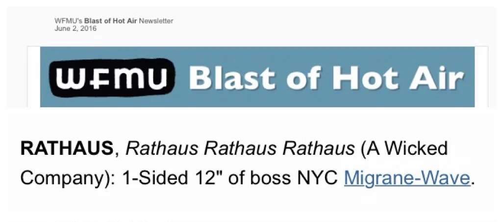 Rathaus LP on WFMU weekly blast
