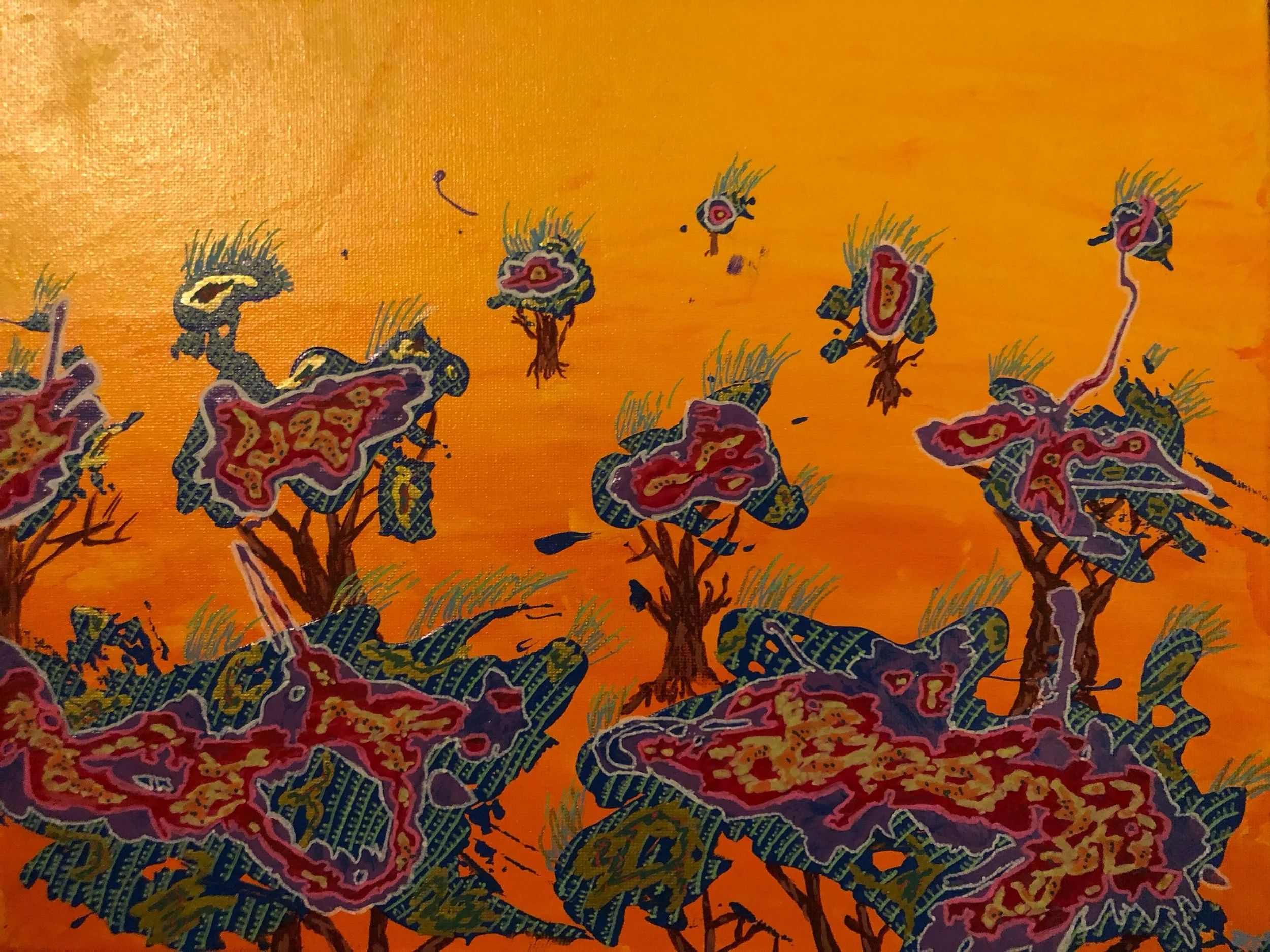 Drevilletown-ForestFire-2025-acrylic on canvas-16x11”.jpeg