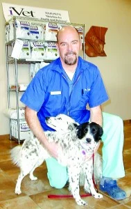 Dr. Pete Maguire with his rescued border collies Murphy and Ella