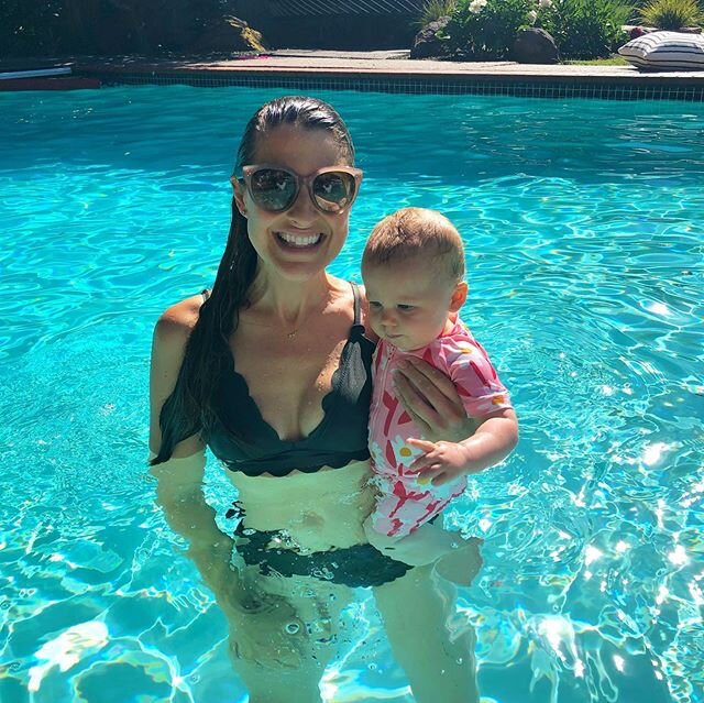 Thank you for making our weekend @laurenbwestfall &amp; @westysf ! Hopefully we can return the favor one year...and not have to be awkwardly distant!! 💦☀️🍉🍗 🌽 #memorialday #babysfirstswim