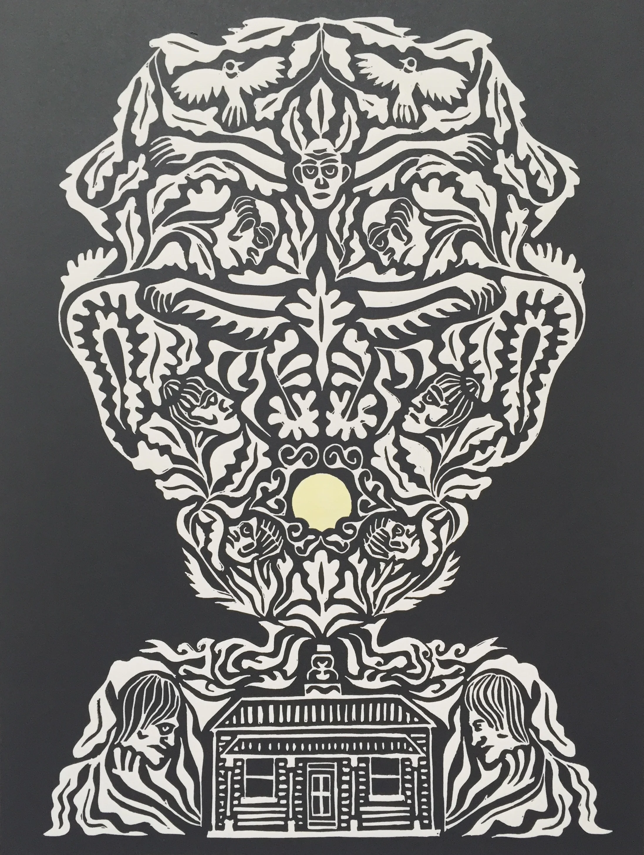 Brunswick Bedtime - Linocut and Watercolour 38x28cm