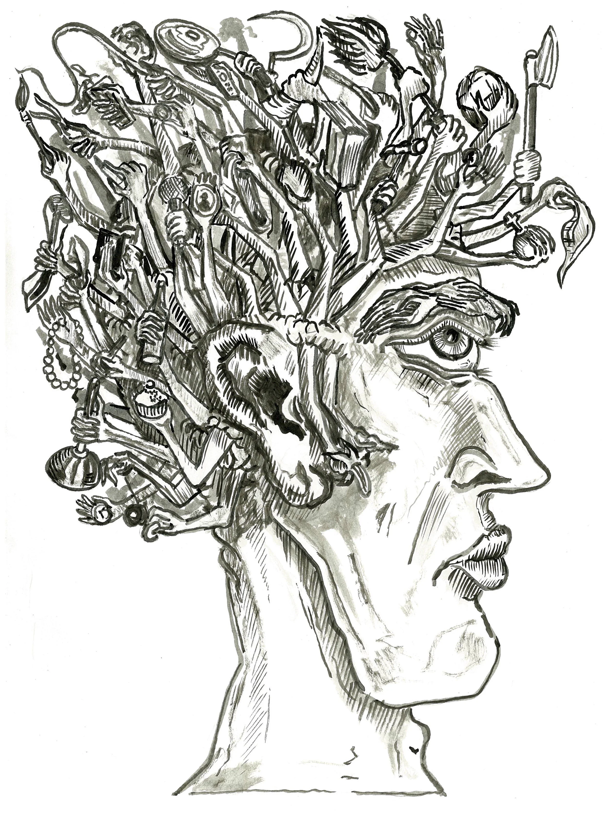 Philip Faulks.Handler.Ink on paper.23x32cm.2009.jpg