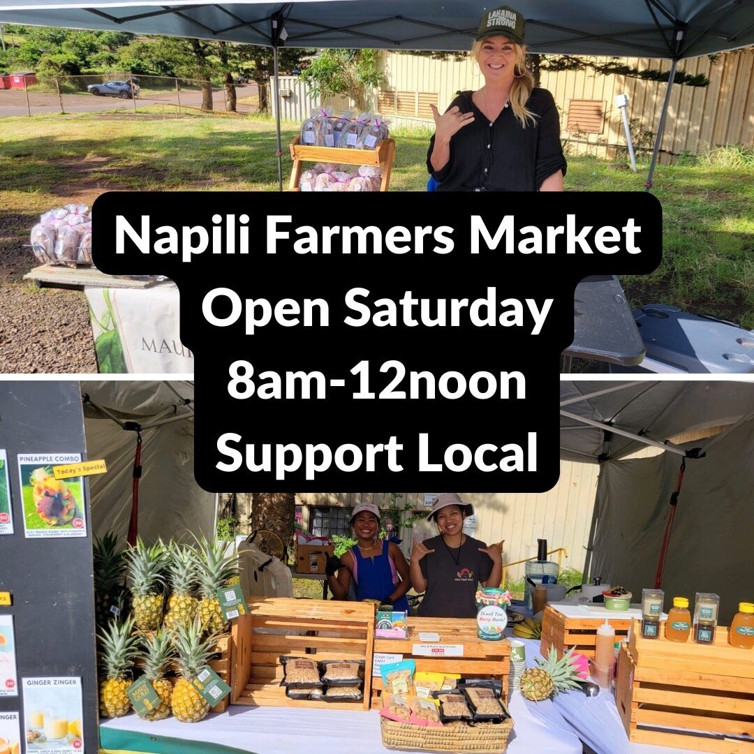 We will be open this Saturday from 8am-12noon across the highway from the Napili Plaza. The market will be open every Saturday and starting in April, we will be resuming our Wednesday market too.

During the month of March we will continue our food d