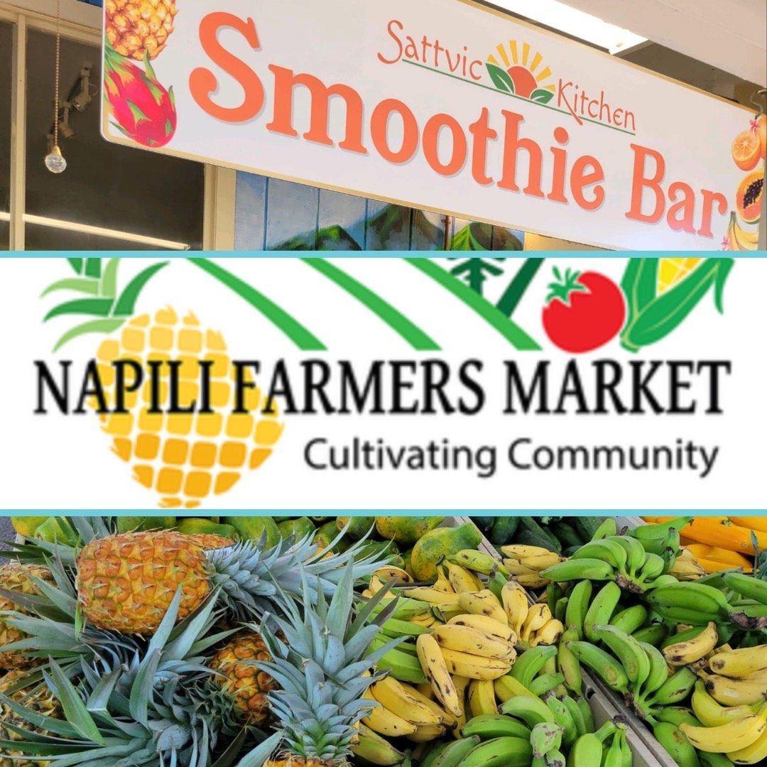 Napili Farmers Market open Saturday and Wednesday!!!

Join us tomorrow, Saturday for the Napili Farmers Market from 8am - 12noon. Local produce, fresh smoothies, fresh bread, local crafts and many other wonderful treasures to be found.

Support local
