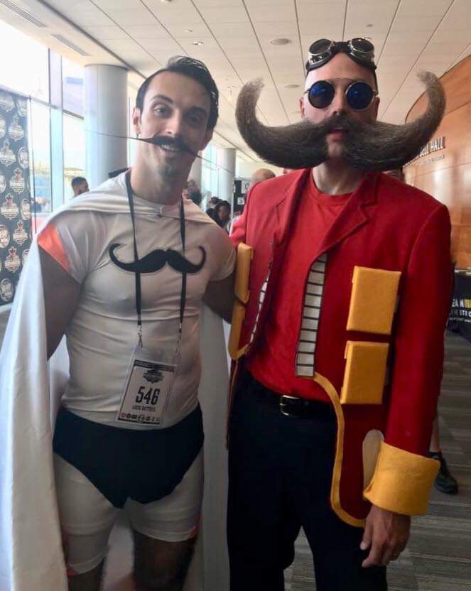 Moustache Battista and MJ Johnson at the 2017 World Beard and Moustache Championships.