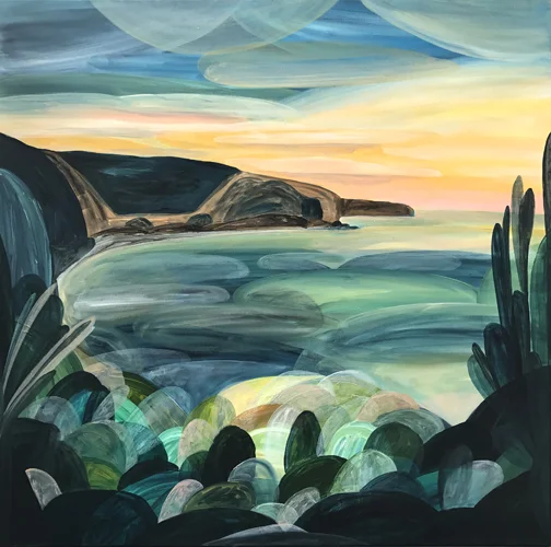 'Dawn, Golden Light on Point Addis'  2017 104cm x 104cm Synthetic Polymer on Canvas SOLD