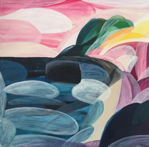 'Pink Skies, Light and Shadows'  2017 88cm x 88cm Synthetic Polymer on Canvas SOLD