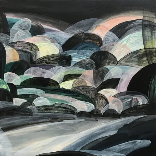 'In the Moonlinght, Shadows Highlight the Peace of the Night'  2017 84cm x 84cm Synthetic Polymer on Canvas SOLD