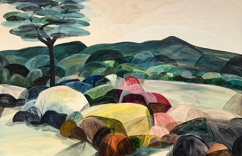 'Rocks resting on Deep Time' 2019 94cm x 144cm Acyrlic on board