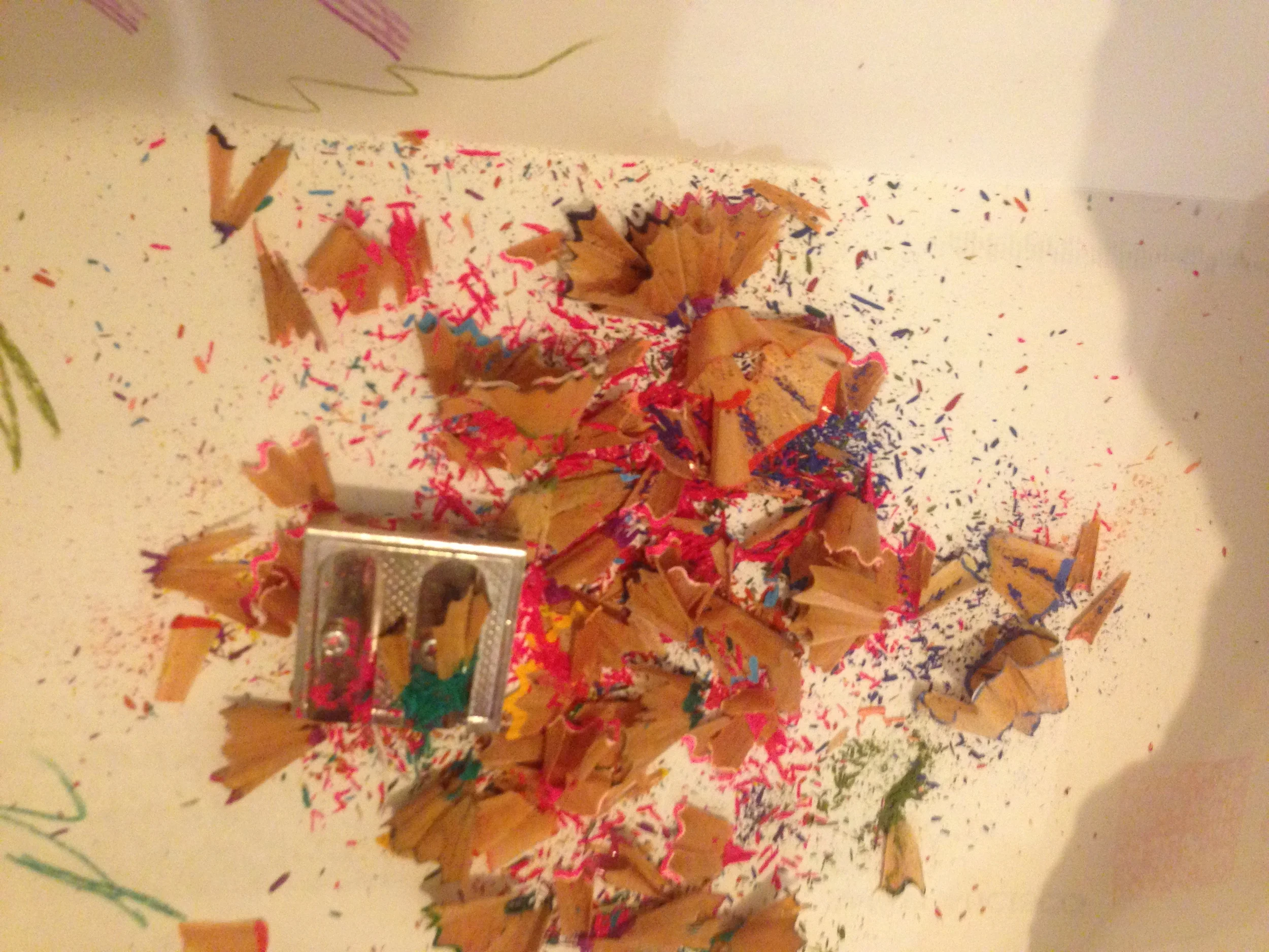 I like to leave little piles of pencil shavings around for my husband to find, he loves it