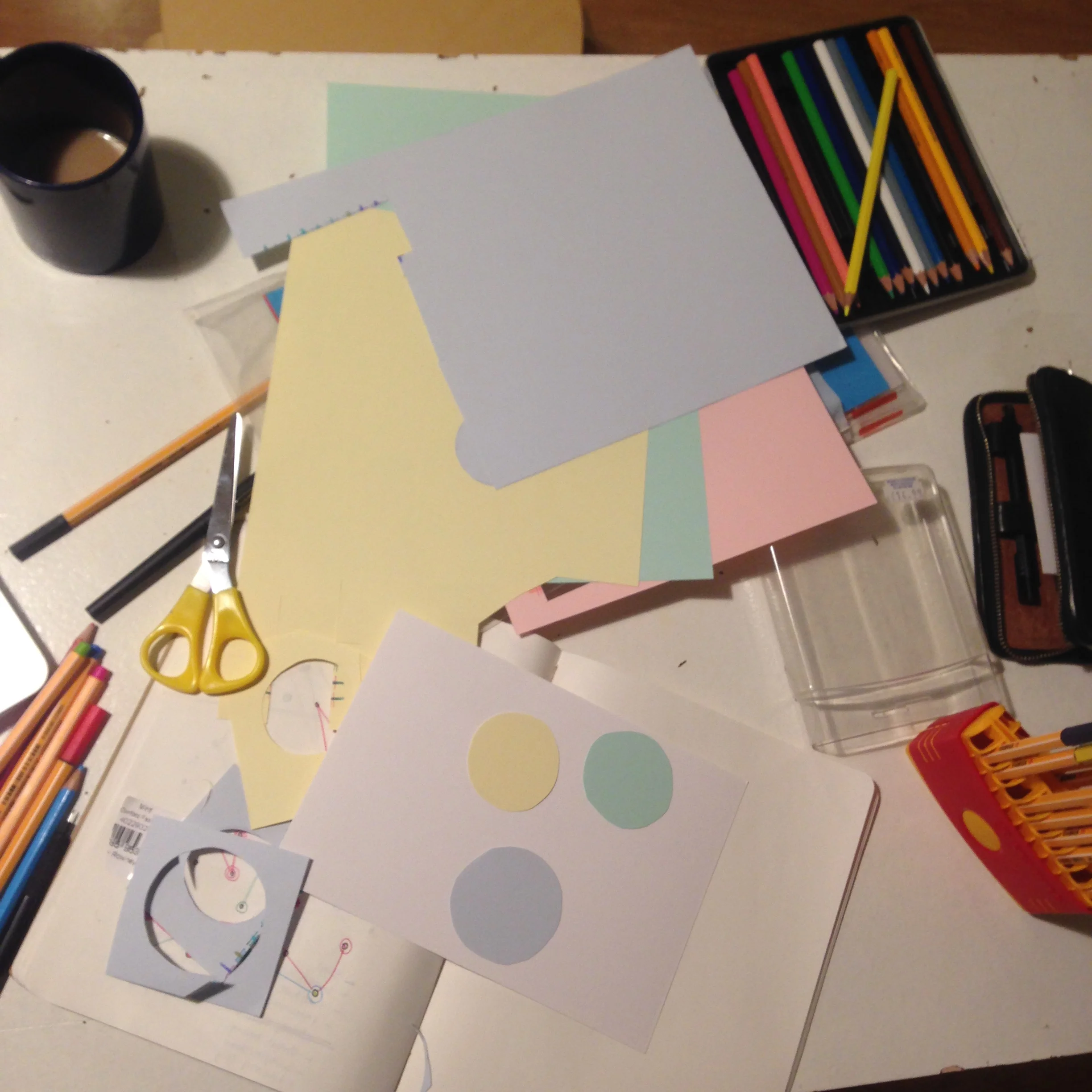 Standard drawing debris, interspersed with the usual cups of coffee...